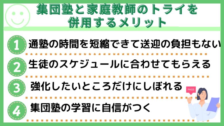 集団塾と家庭教師のトライを併用するメリット